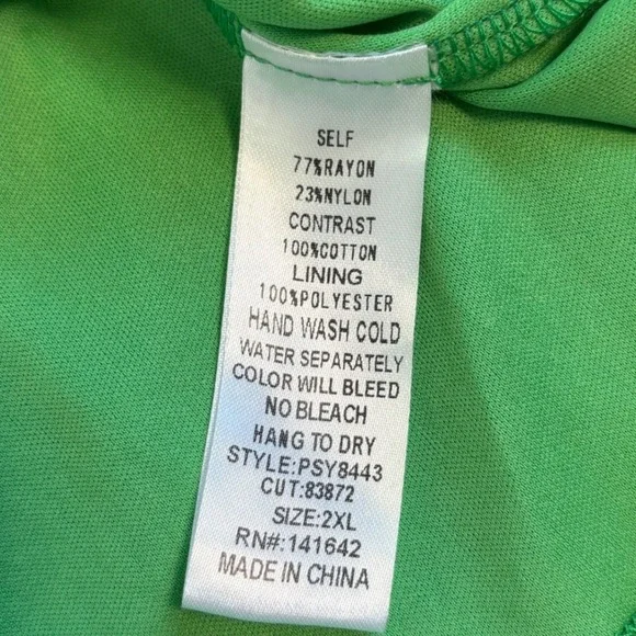 SHE + SKY Green Floral Split Neck Swing Dress 2XL Crochet trim dopamine dressing - Picture 7 of 16